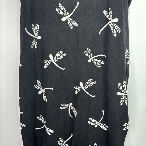 Cotton Fields By M.Mac Black Dragonfly Sun Dress Size Medium - Picture 3 of 9